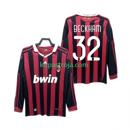Billiga Fotbollströjor AC Milan BECKHAM 32 2009 2010 Retro Hemma tröja Långärmad